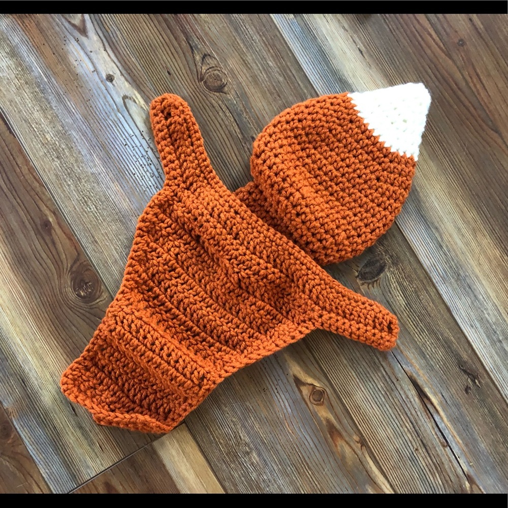 Handmade Crochet Infant Fox Costume - Picture 7 of 7